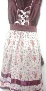 Adult Female Costumes to Hire - German Maroon dress with floral apron - XL